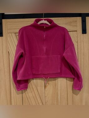 Half-Zip Fleece Pullover in Bright Magenta